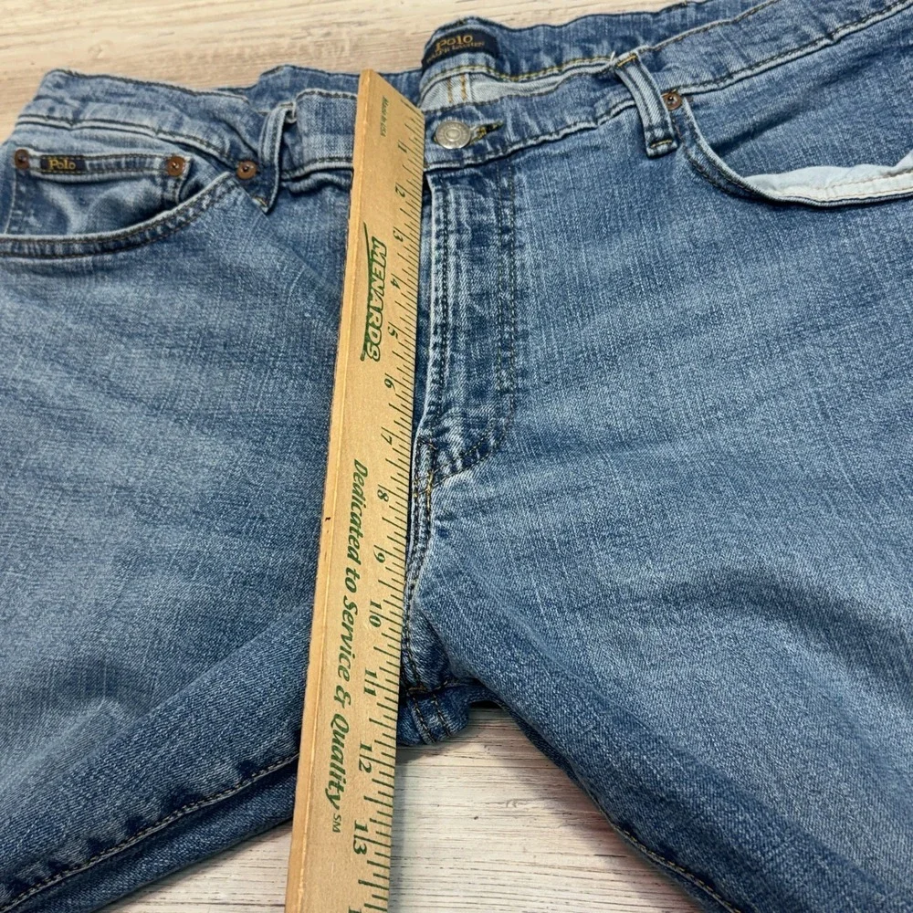 Polo Ralph Lauren Jeans Mens 38x32 Hampton Relaxed Straight Blue Denim Zip Pants